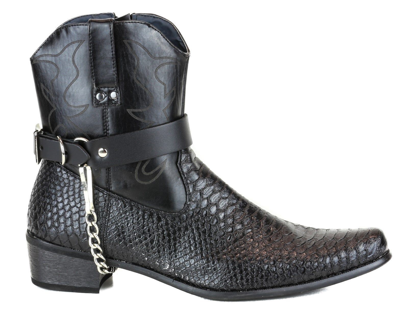 Plain Boot Strap Genuine Leather Punk Goth Cowboy Bikers Western Boot 2 Pcs