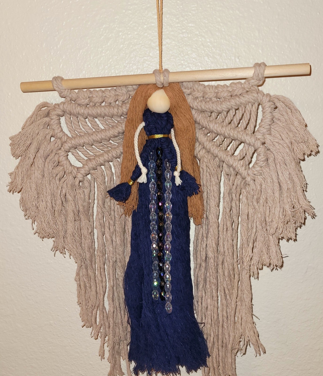 Macrame Handmade Wall Hanging Decor Crocheted Angel Doll Made From Cotton Thread