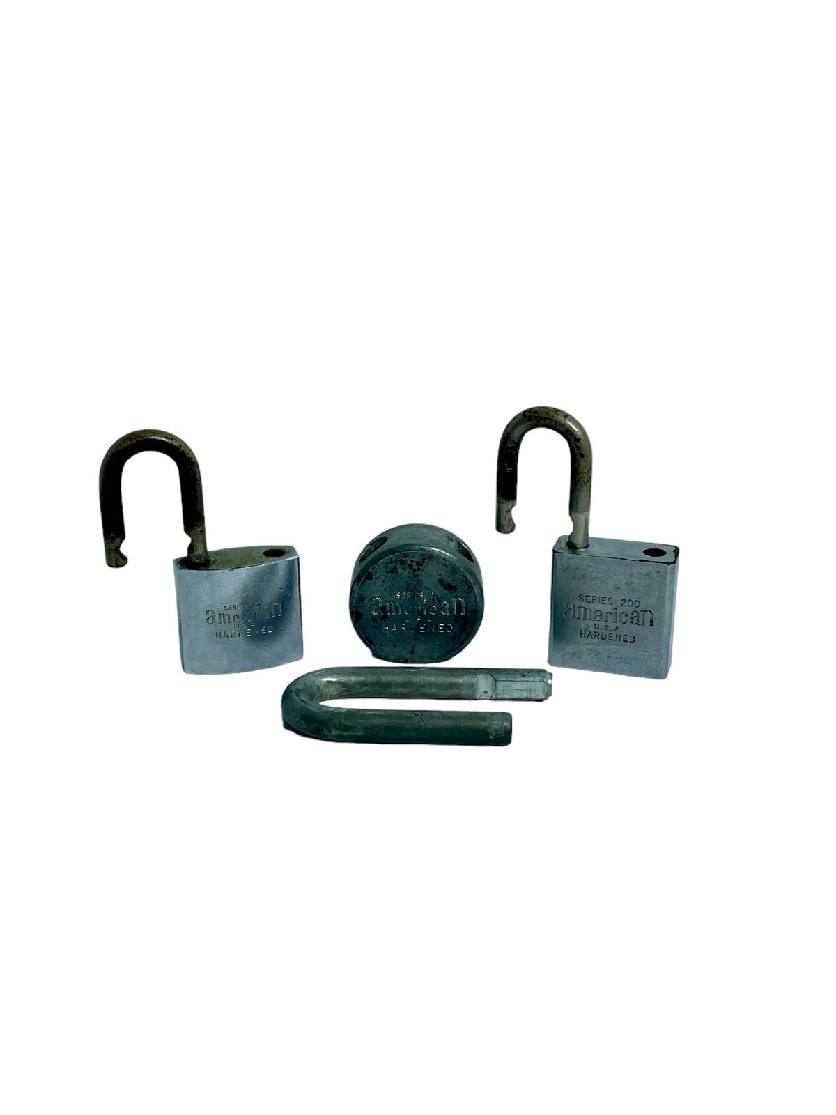 Vintage American Padlocks Lot Of Three No Keys Unlocked 2 Series 200 1 Series 10