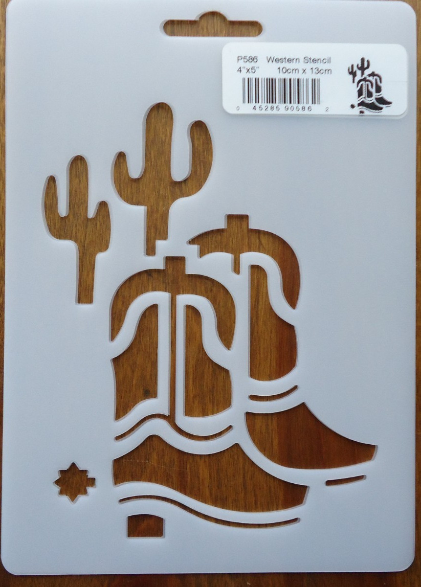 Stencil Quilting Western 4"x5" 10x13cm QC P586 Journal Cowboy boots cactus south