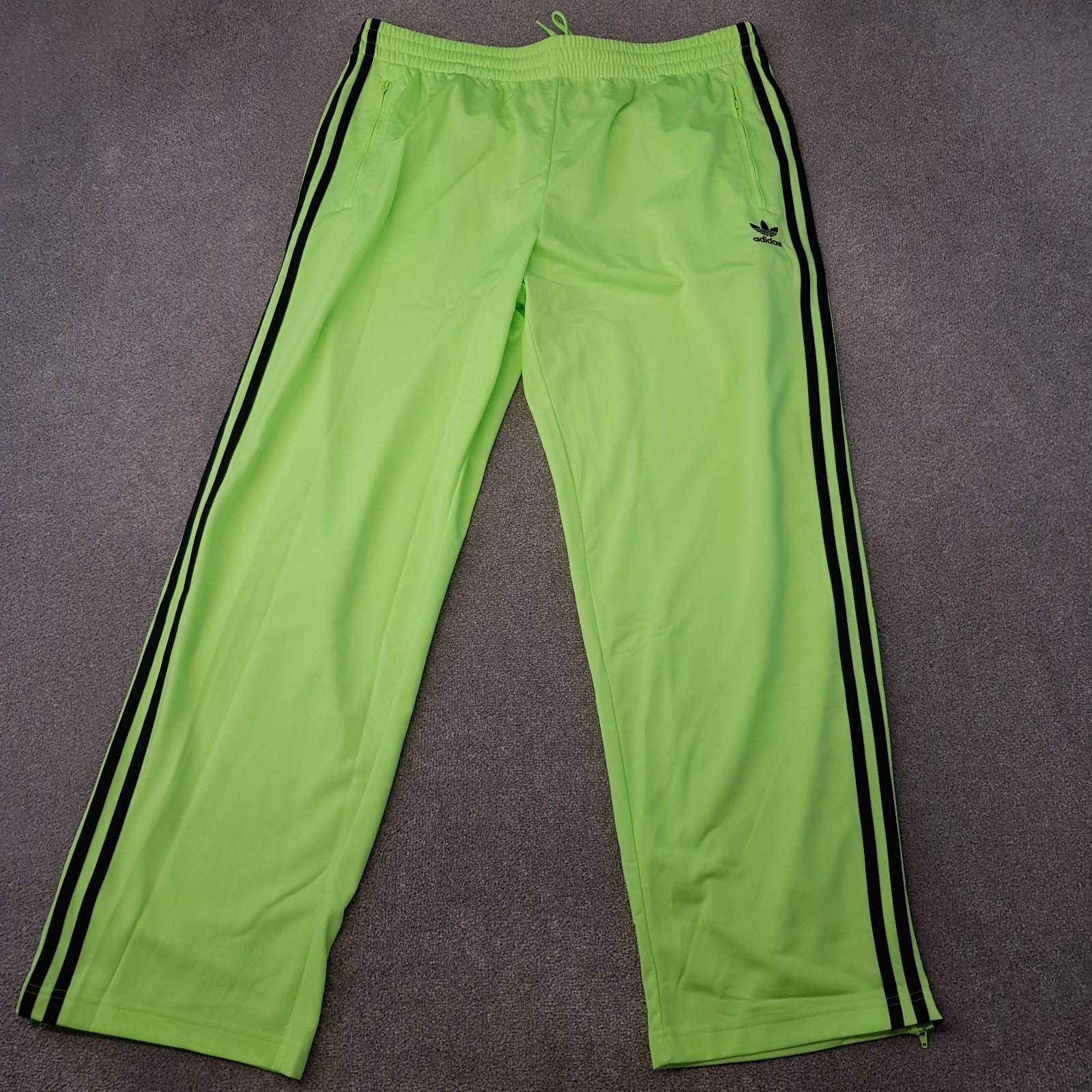 Adidas Mens Tracksuit Bottoms XL Neon Green Originals Trefoil Pants SST Firebird