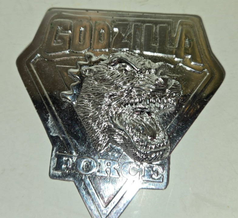 Vintage 1994 Trendmasters Godzilla Force 3D Plastic Chrome Badge