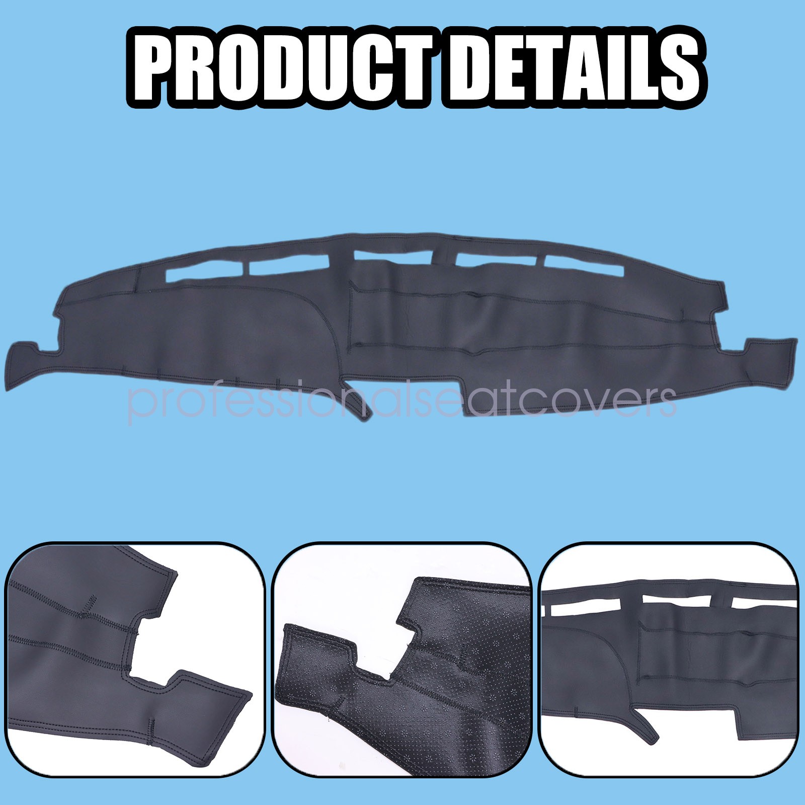 Leather Dashboard Dash Cover Dashmat Carpet For 1992-1996 Ford F-150 F-250 F-350