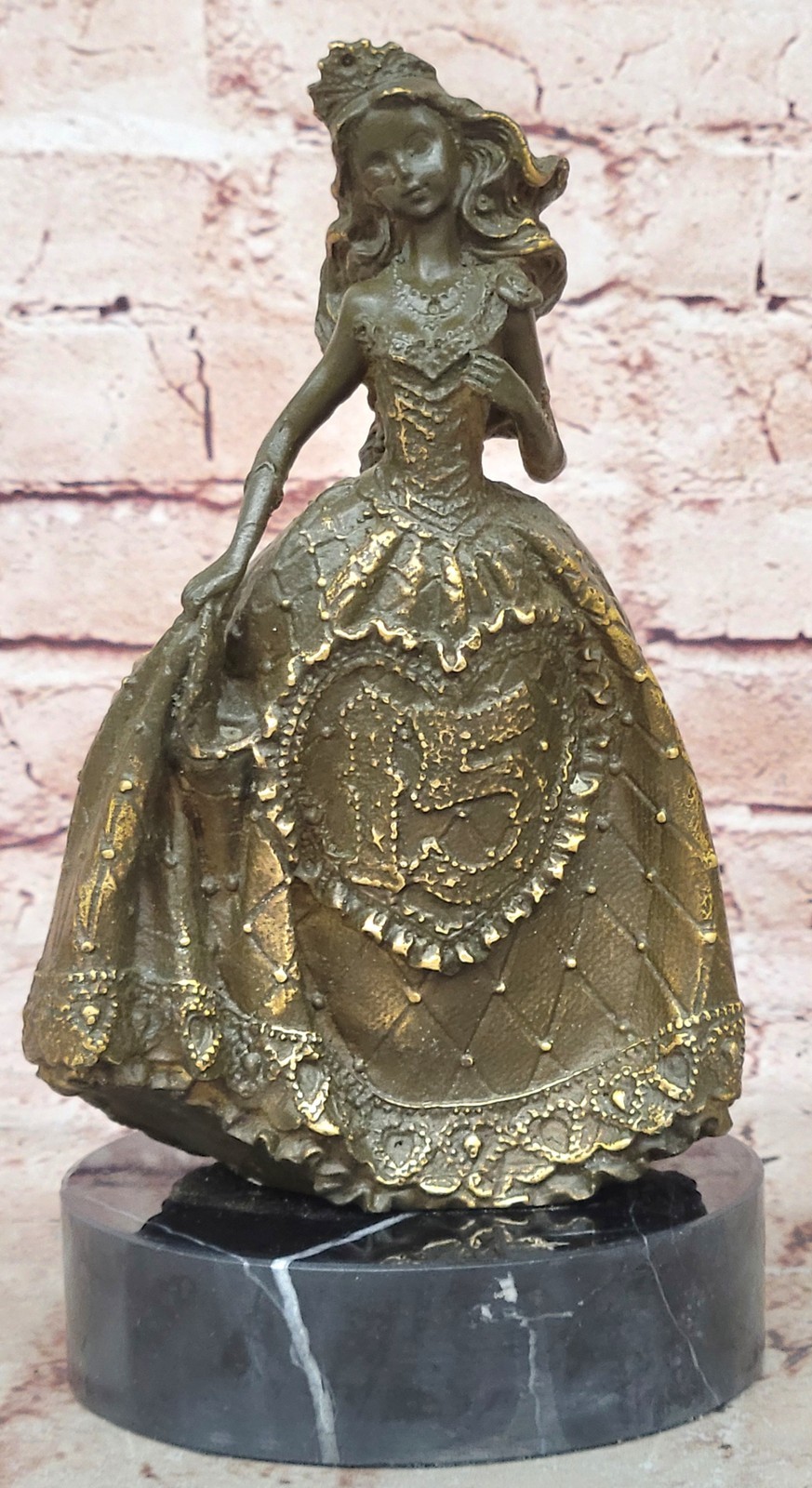 Handmade Pageant Girl Bronze Sculpture Statue Royal Teen Figurine Decor Gift