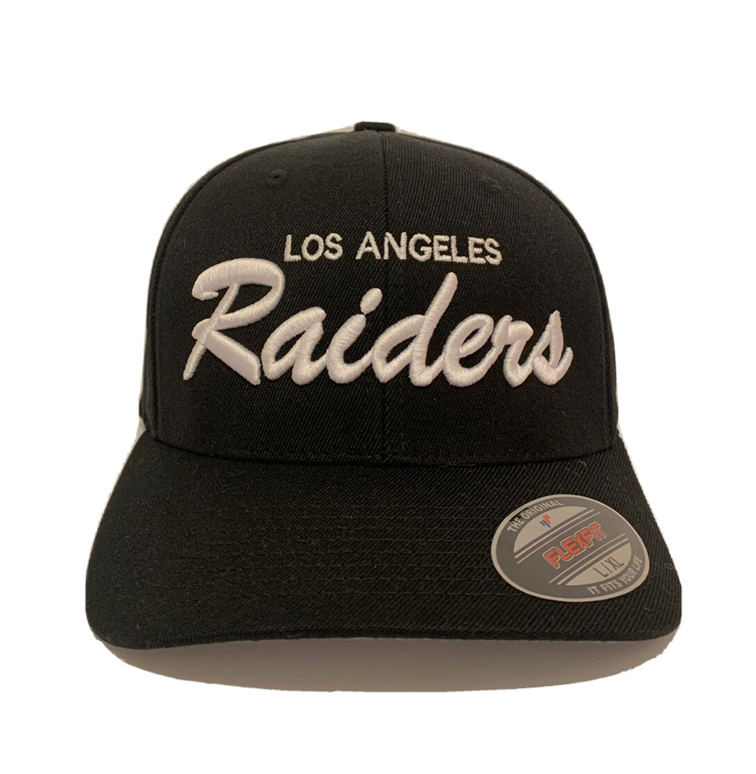 Los Angeles LA Raiders Flexfit Hat Cap Classic Script Structured Ball Cap L/XL