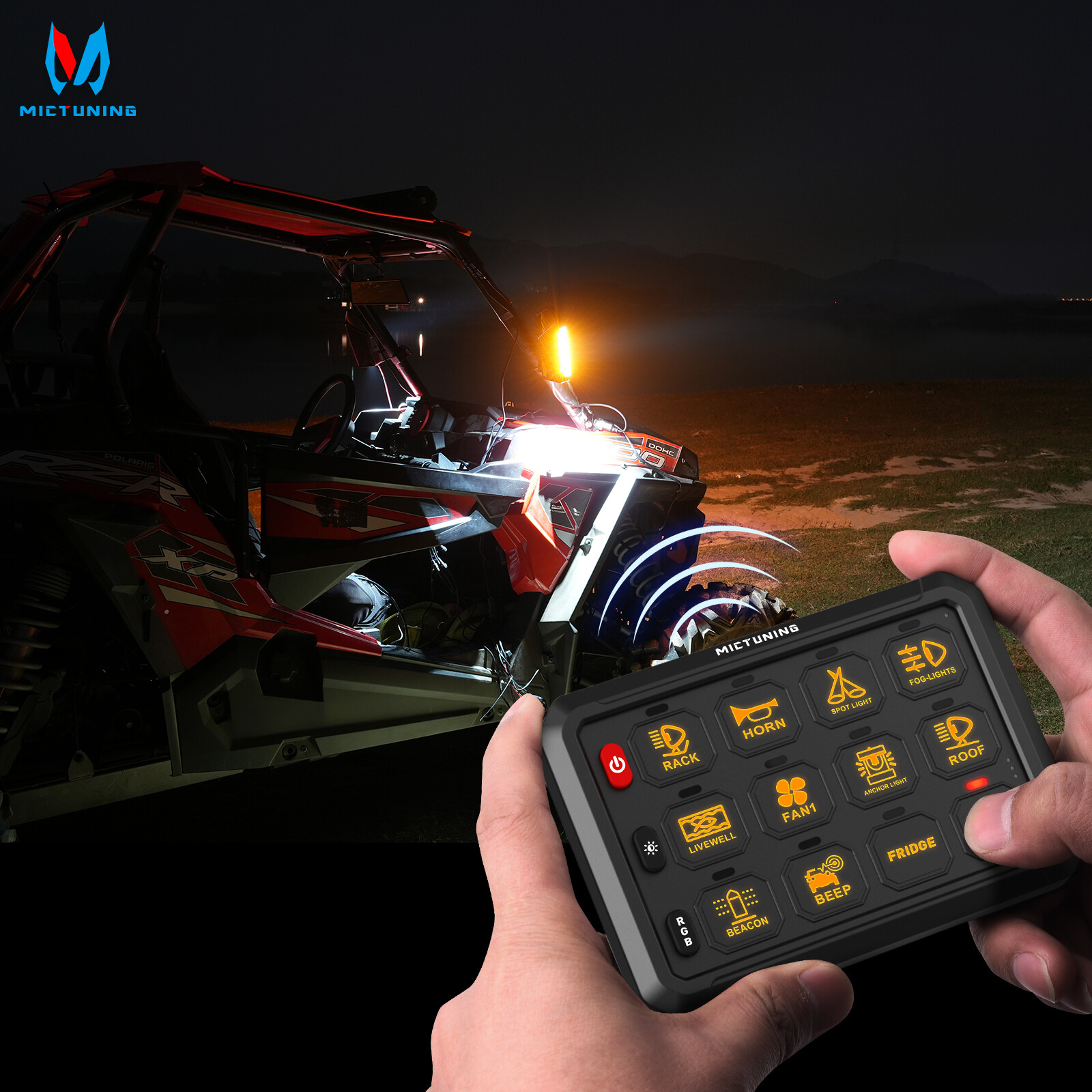 Wireless RGB 12 Gang Switch Panel Led Light Bar Switch Relay System 12/24V Marin