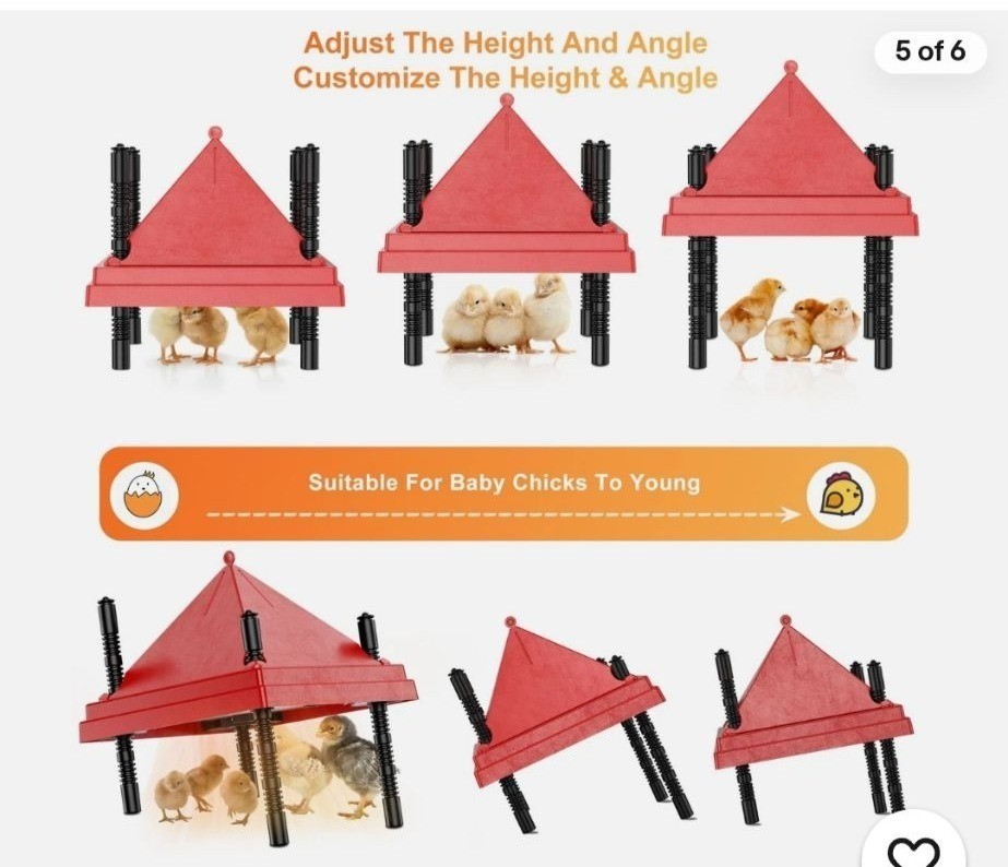 Brooder Plate Anti-Roost Cone Chicks Adjustable Chicken Brooder Heater Red