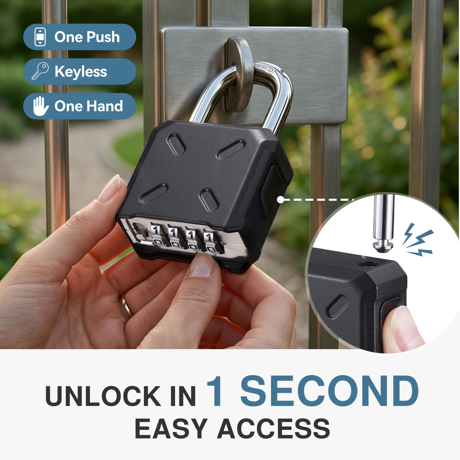 Puroma Combination Lock Heavy Duty Outdoor Padlock, Security Customizable 4