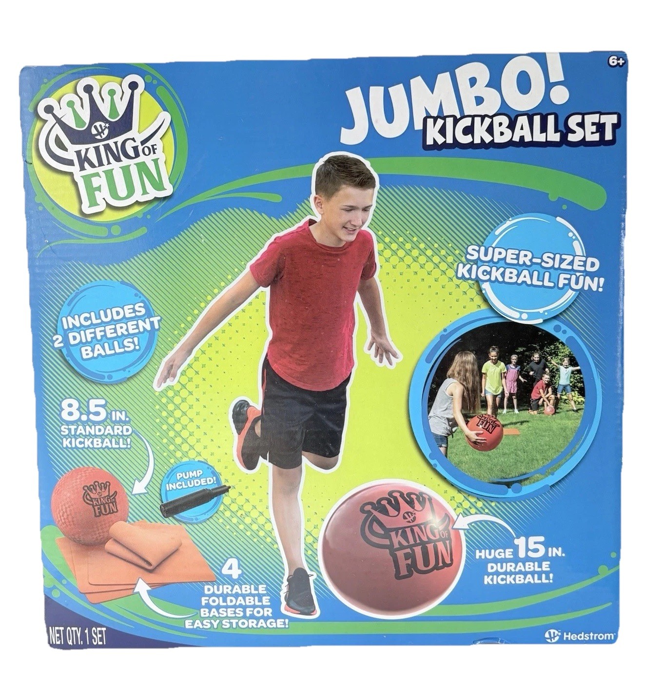 King of Fun Jumbo Oversized Kickball Set 2 Balls (8.5” & 15”) 4 Bases & Pump NEW