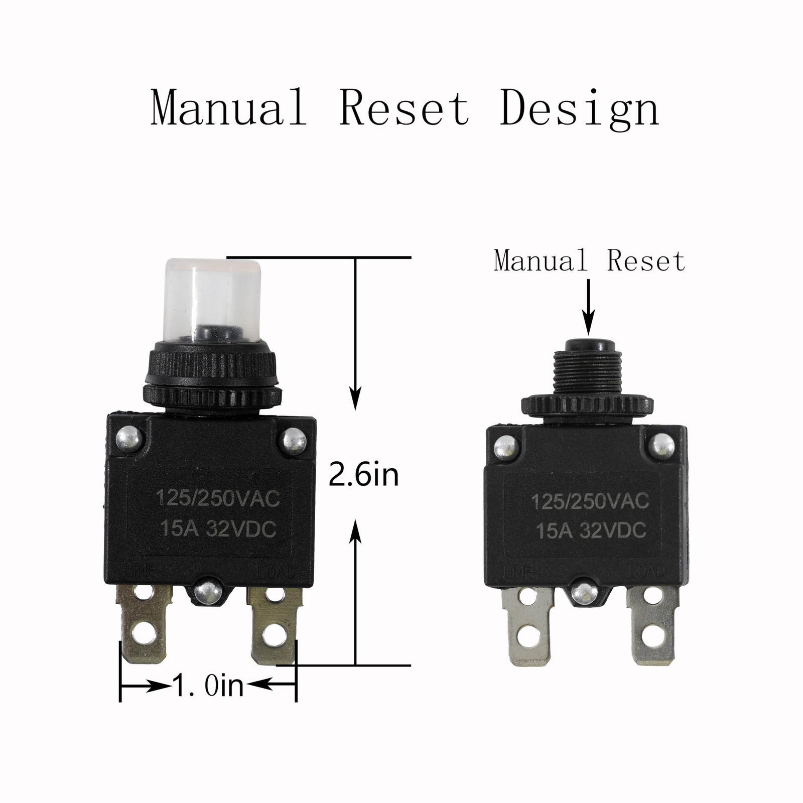 5pcs Push Button Reset 5 Amp Circuit Breakers with Manual Reset 32VDCAC125-25...