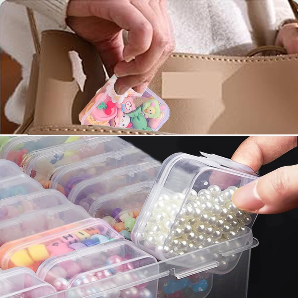Bead Storage Containers, 92 Clear Plastic Bead Organizer Box With Hinged Lid,Bra
