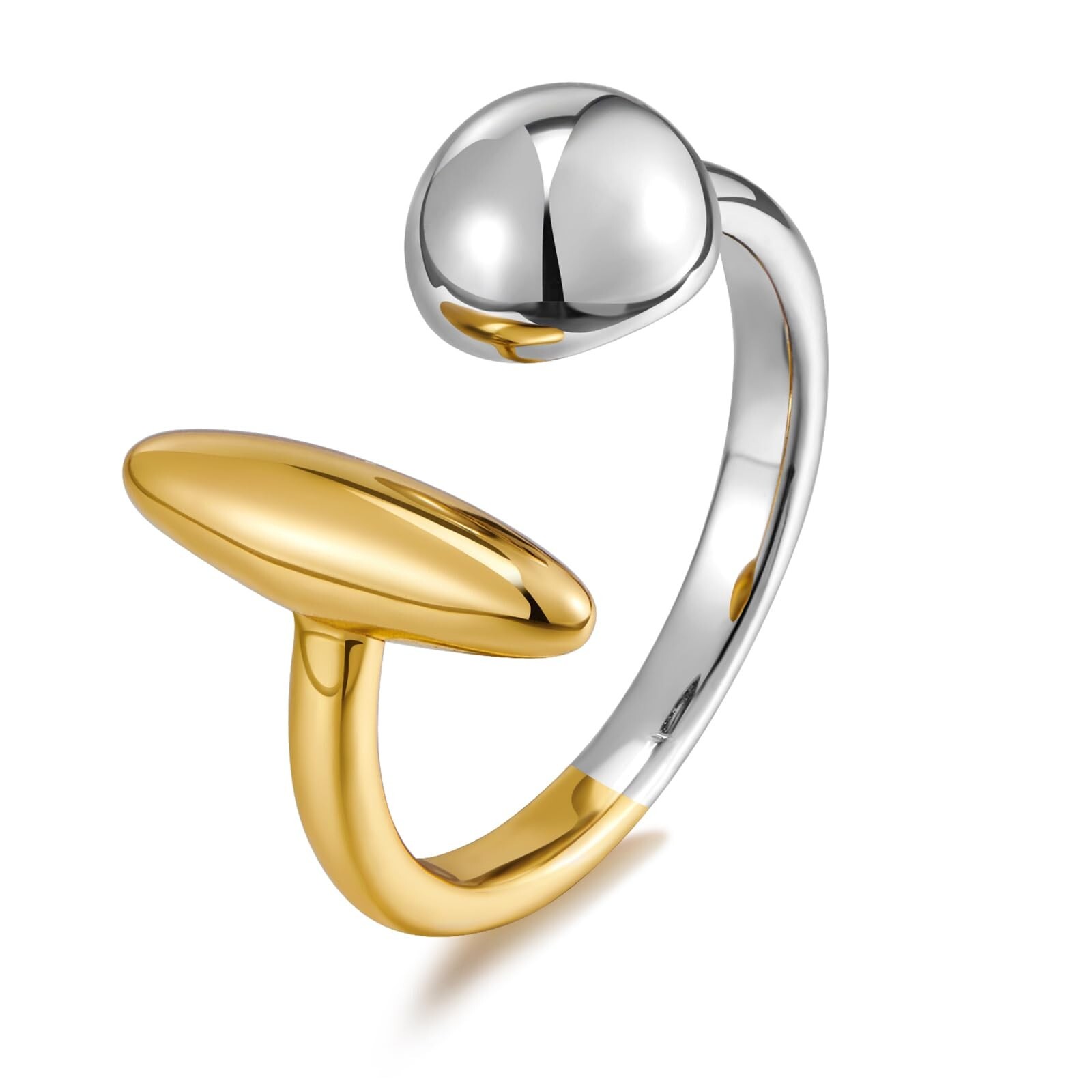 WOWORAMA Chunky Teardrop Rings for Women Silver Gold Bypass Dome Rings Thick ...