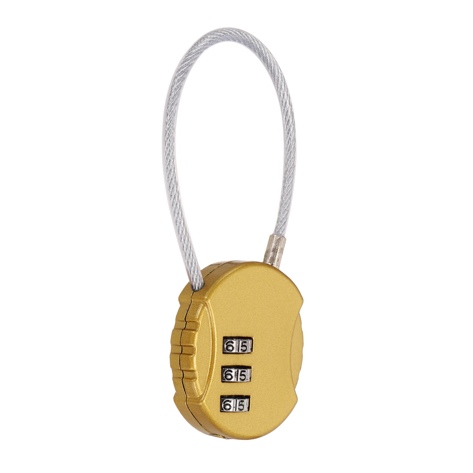 1-Pack Combination Padlock, 3 Digit Round Shaped Cable Luggage Lock [Gold]