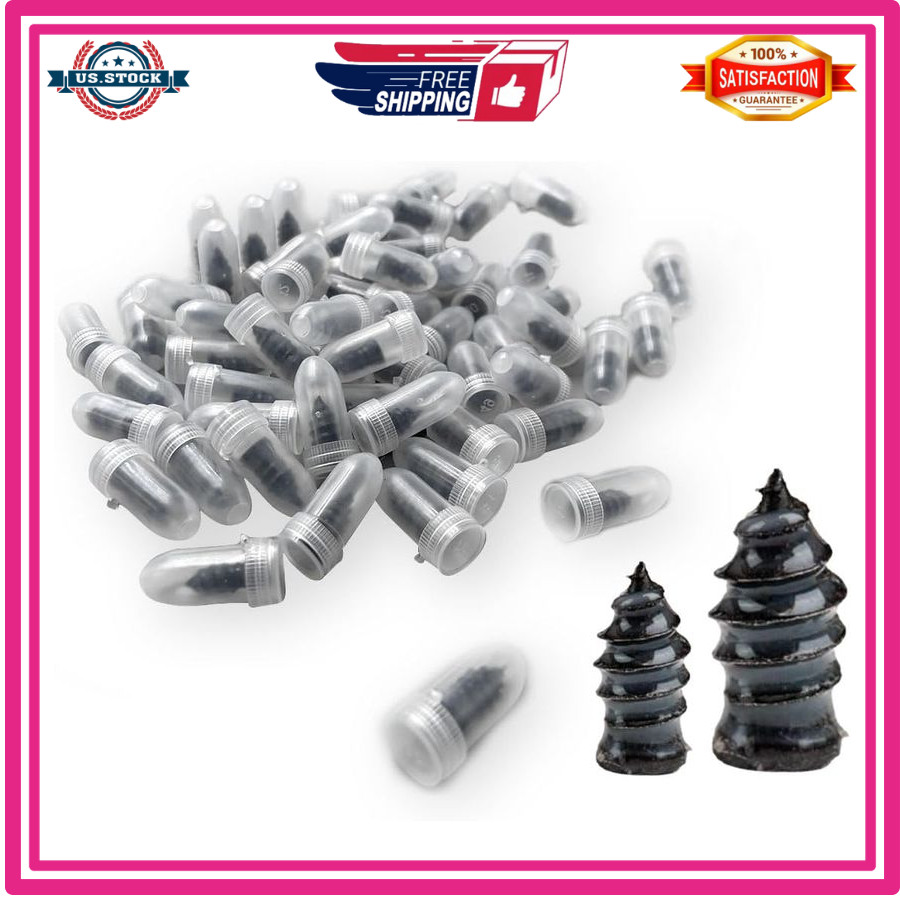 60 Pcs Tire Repair Rubber Nail Screw Tire Plugs Quick Puncture for Car Truck New