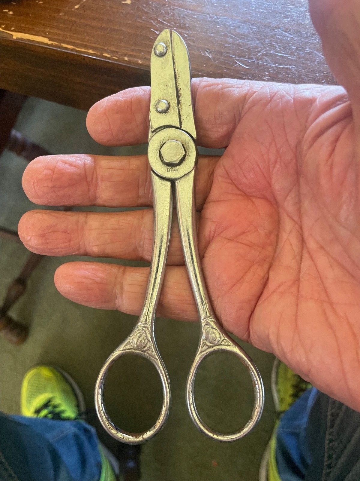 Vintage Made in Italy Grape Shears / Scissors Silver Plated- 6.5 "