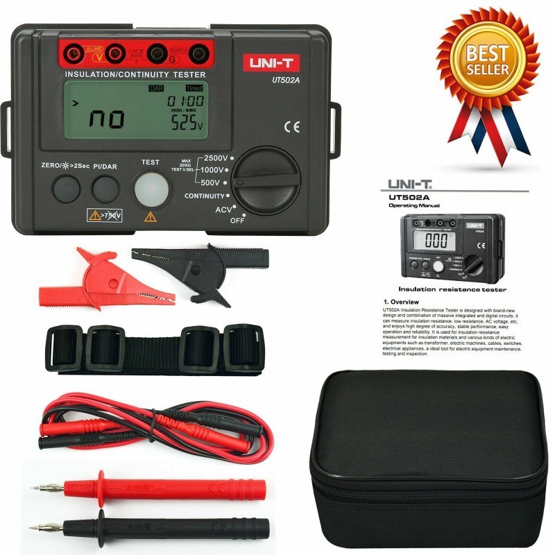 For UNI-T UT502A 2500V Megohmmeter Insulation Tester Voltmeter Continuity Meter