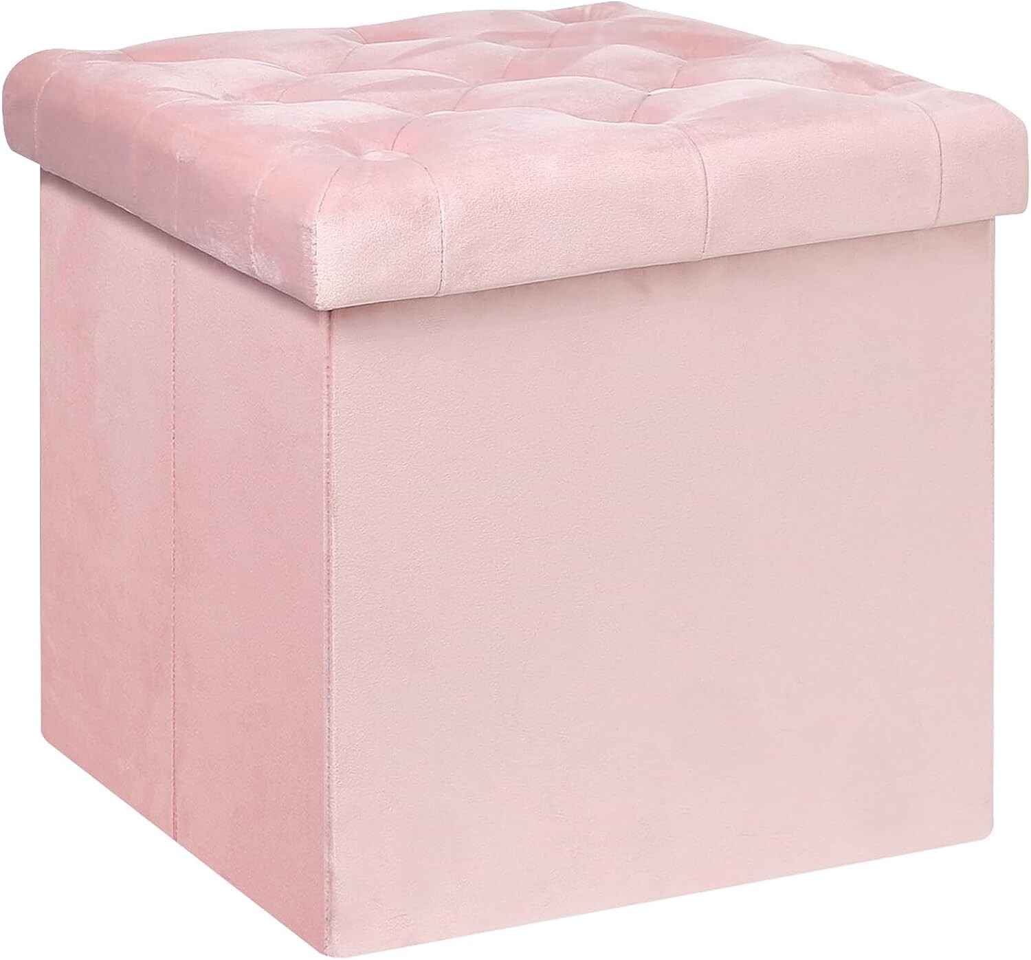 B FSOBEIIALEO Storage Ottoman Cube, Velvet Tufted Folding Ottomans with Lid,