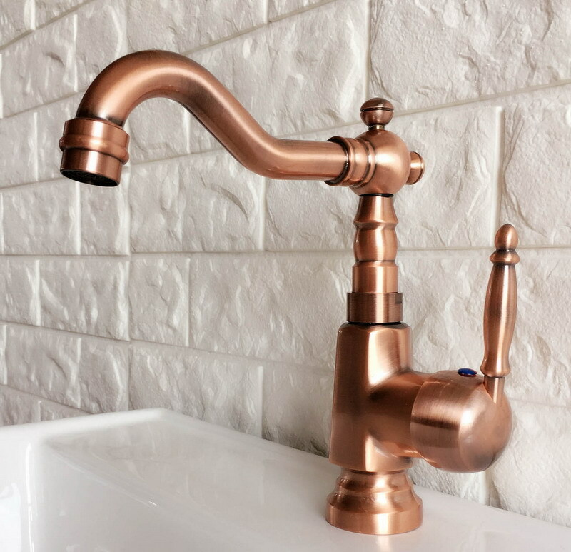 Antique Copper Swivel Spout Kitchen Sink Faucet Bathroom Vessel Mixer Tap 2nf397
