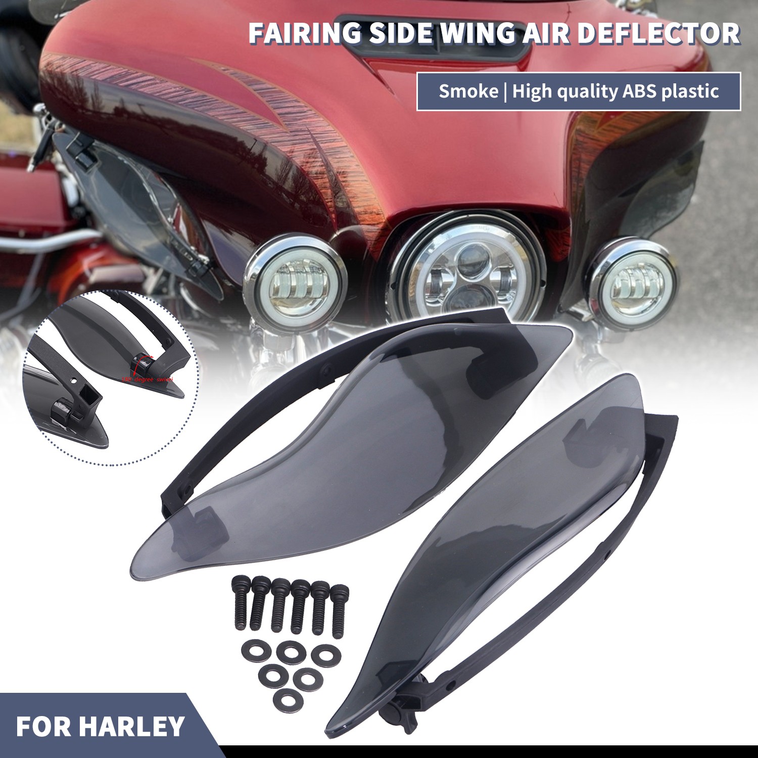 Smoke Side Wings Wind Air Deflector For Harley Tri Glide FLHTCUTG Ultra Limited