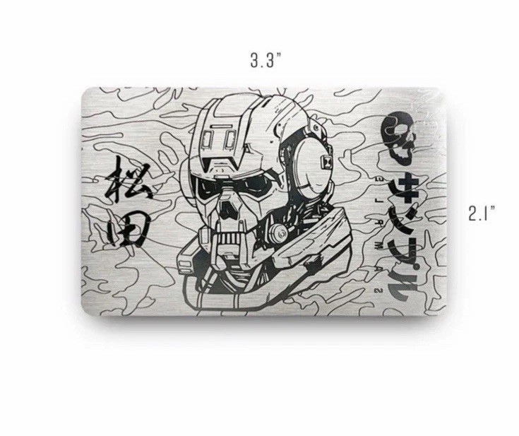 SAMPLE Dan Matsuda Article 296 Patch Metal Hook Mech Skull 3.3” Black