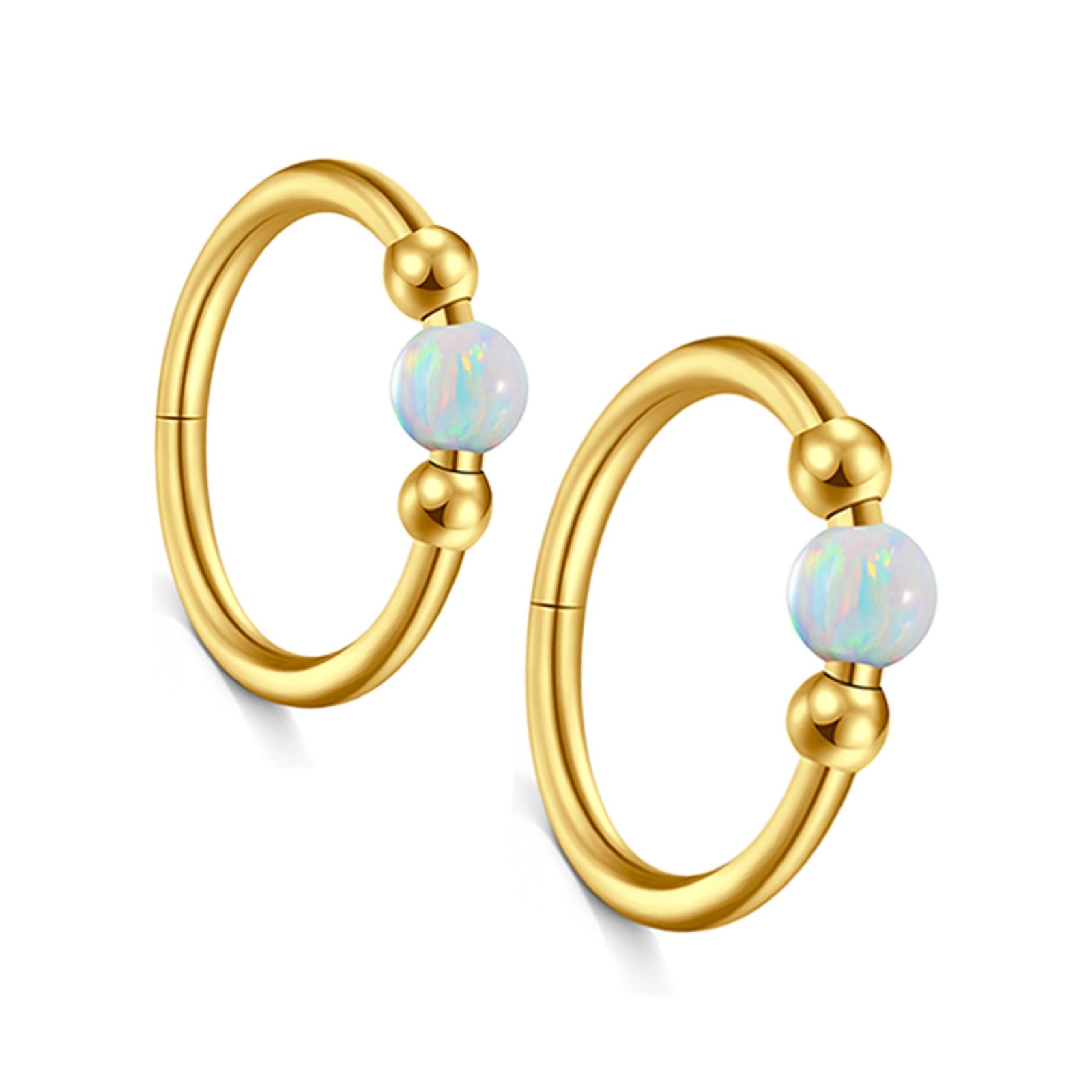 MODRSA 18g Nose Ring Opal Nose Ring Opal Nose Stud L Shaped Opal Nose Hoop Cl...