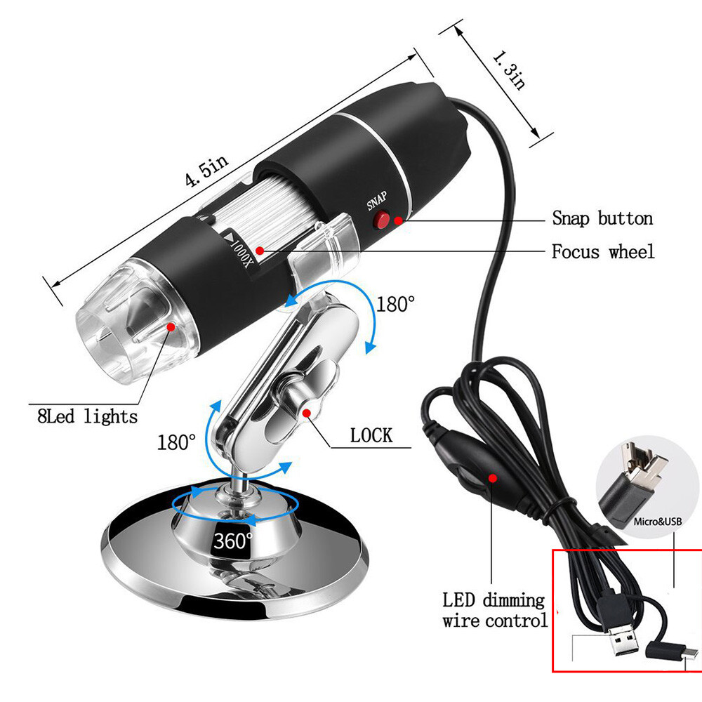 Digital Microscope 1600 Zoom Endoscope Magnifier Camera for iPhone&Android Phone