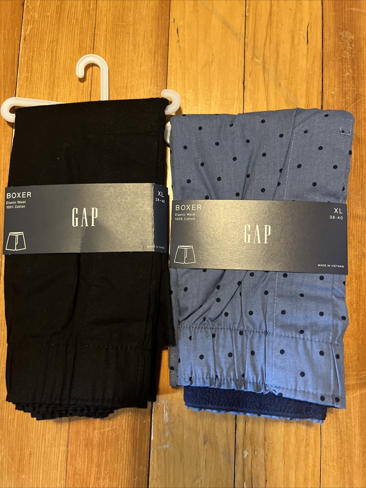 TWO MEN'S GAP BOXER SHORTS BLK & BLUE UNDERWEAR COTTON BOXERS XL 40/42
