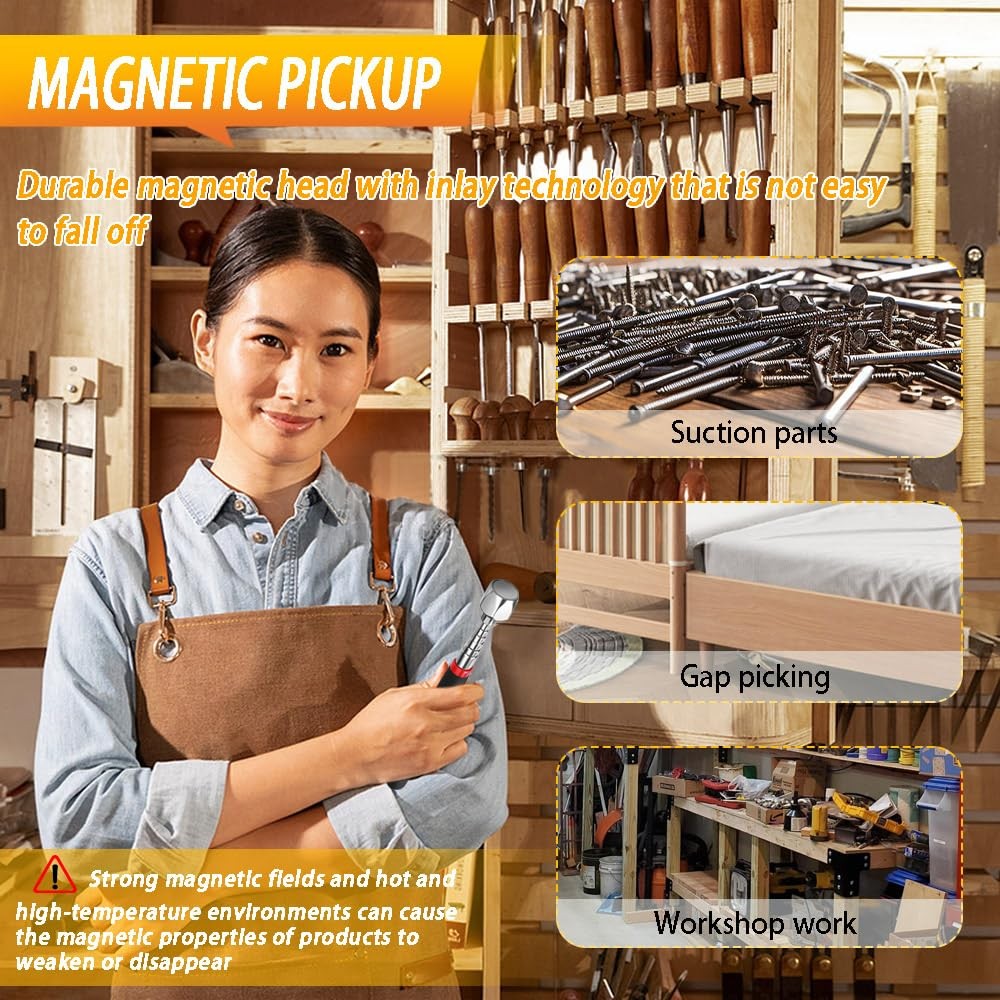 Telescoping Magnetic Pickup Tool Set Pull Force 22 lb, Extendable Magnet...