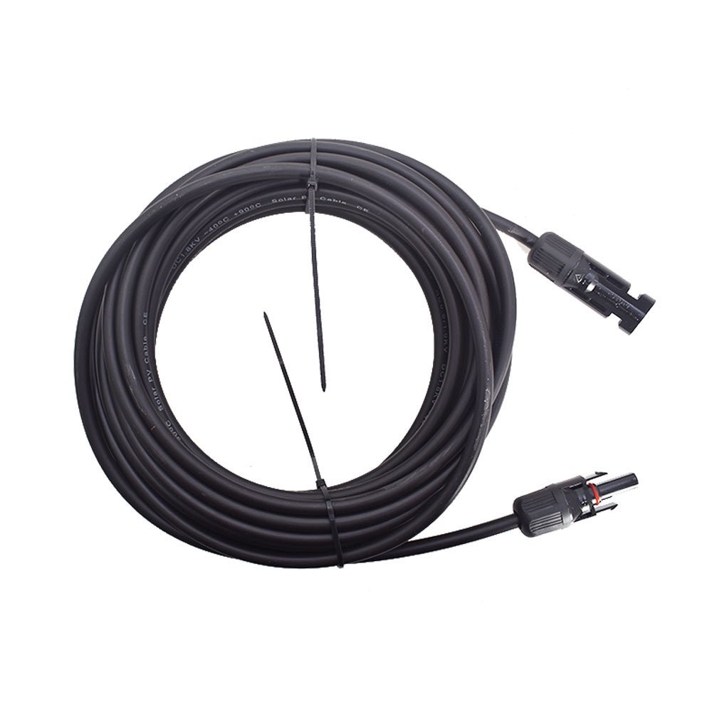 25 Feet 1 Pair 10AWG Black + Red Solar Panel Extension Cable Wire Connector