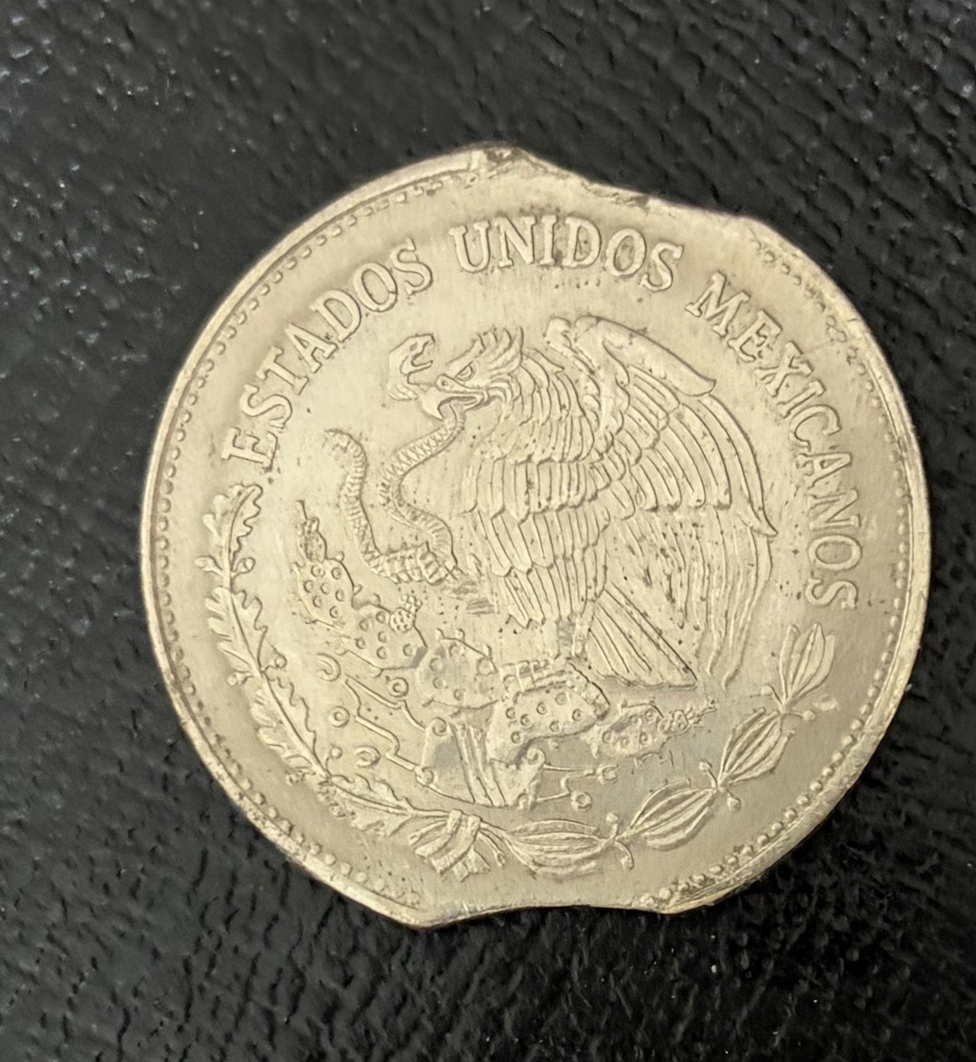 1982 Mexico 50 Pesos Double Clipped Planchet Error - Possibly Uncirculated