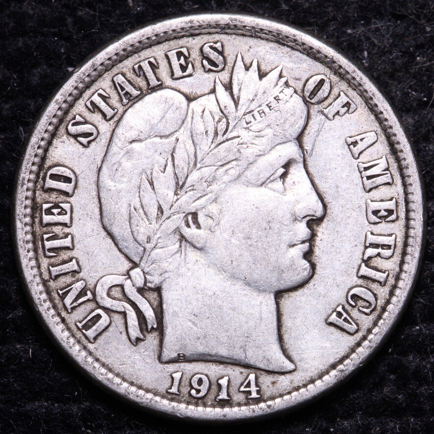 1914-D Barber Dime CHOICE XF+ FREE SHIPPING E535 KCH