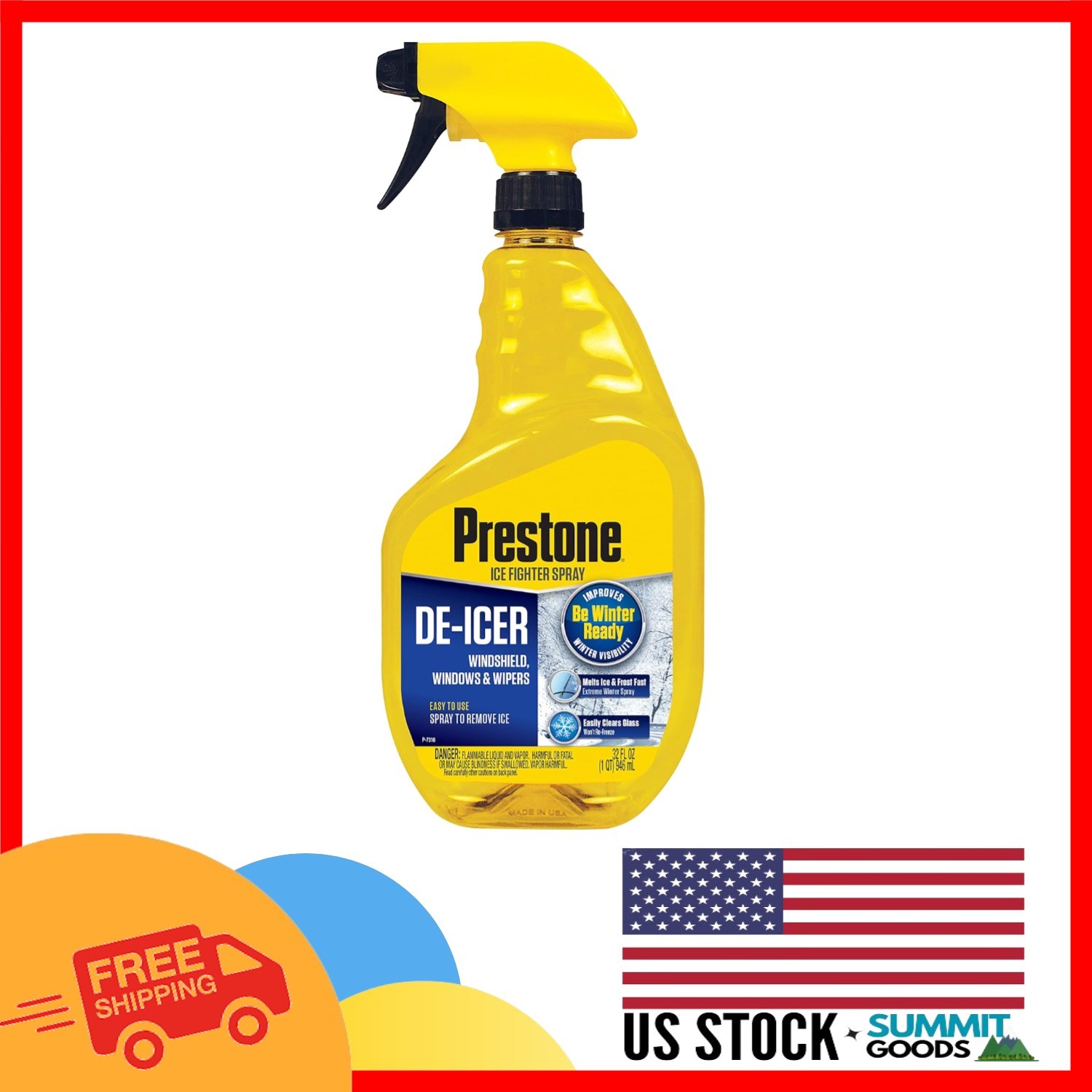 High-Performance Windshield De-Icer - 6 Bottles of 32 oz. Fast Action