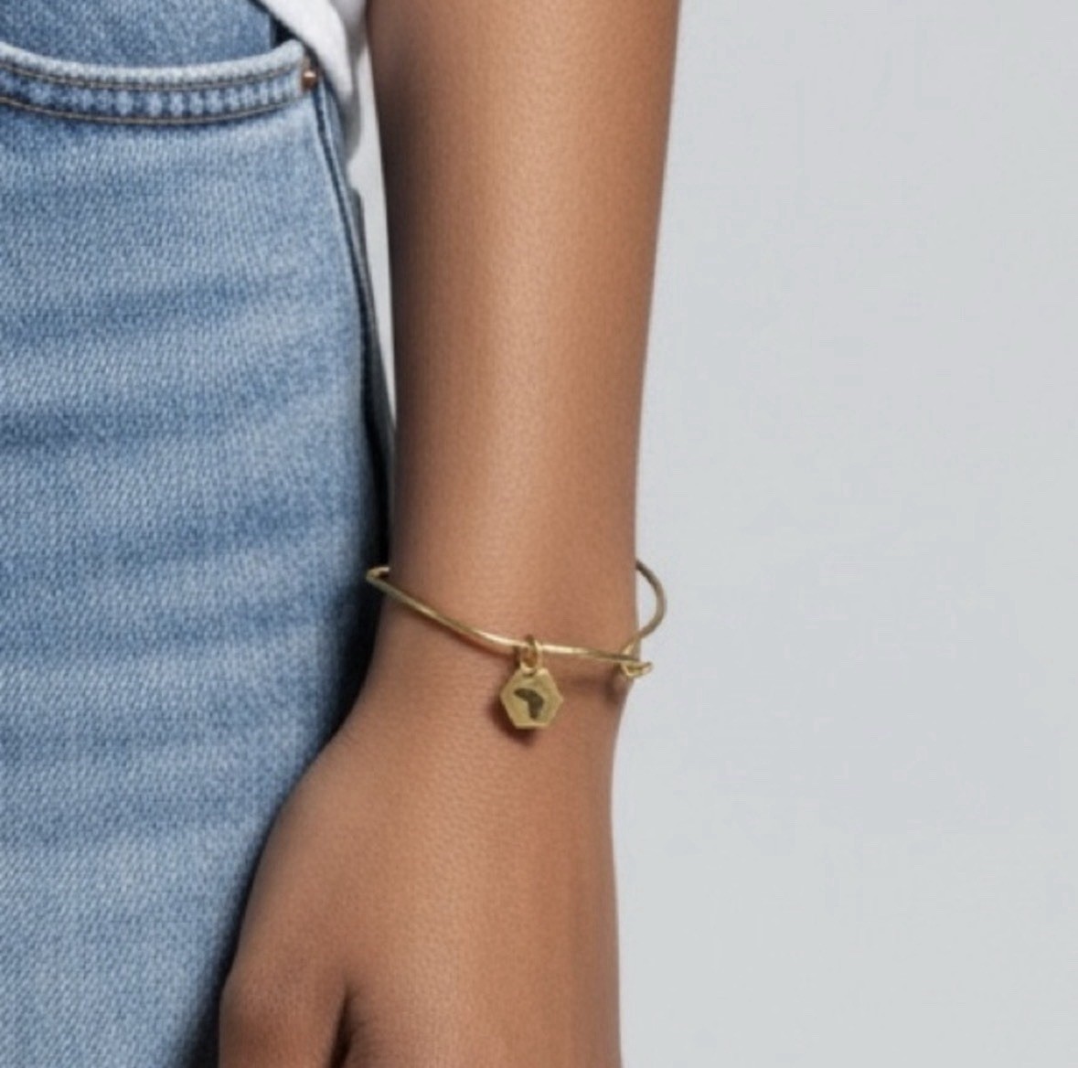 African Artisan Gold Bangle Bracelet