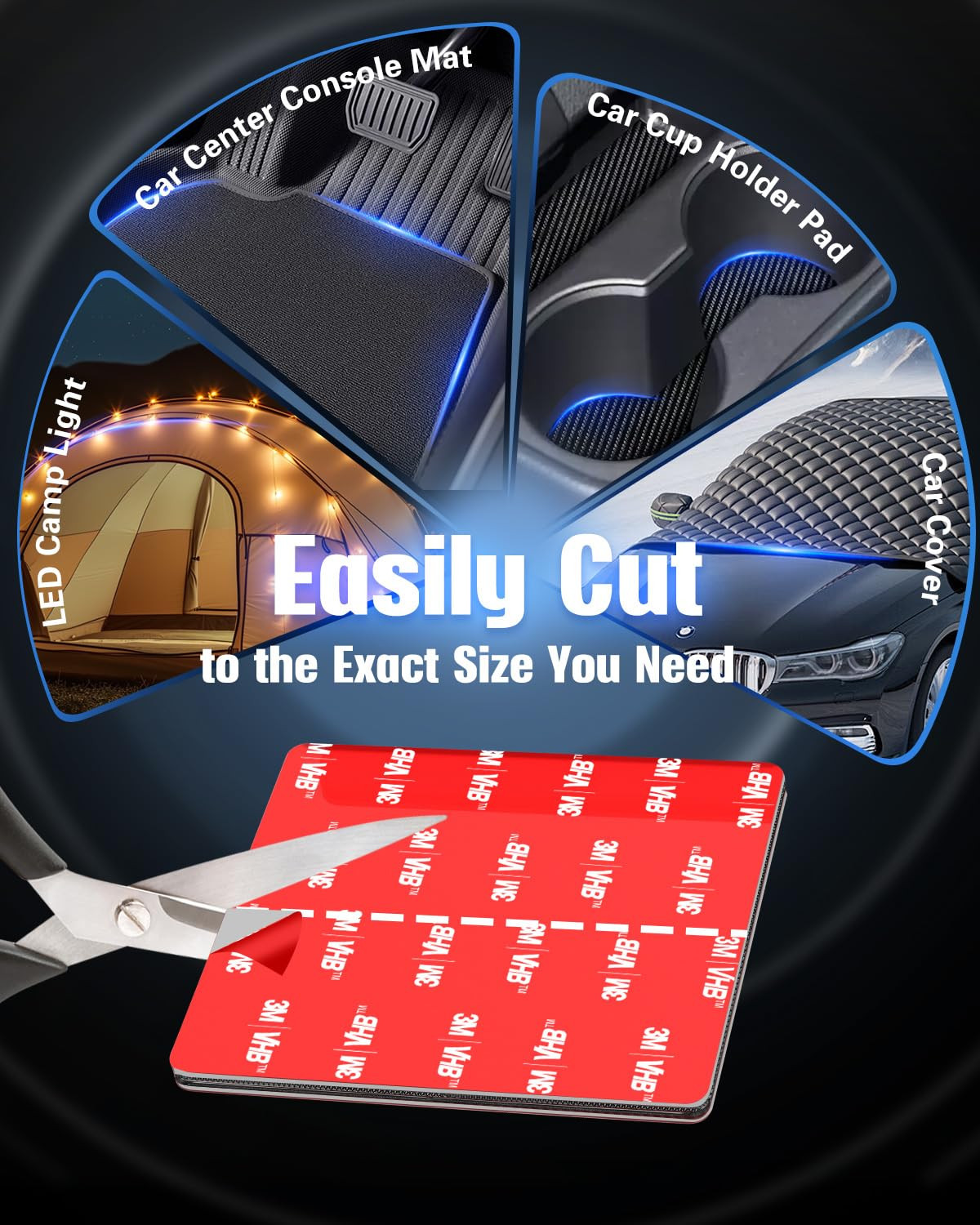 Heavy-Duty Hook and Loop Strips Adhesive: 4 Sets(2 Square 3.15'' & 2 Rectangle 3