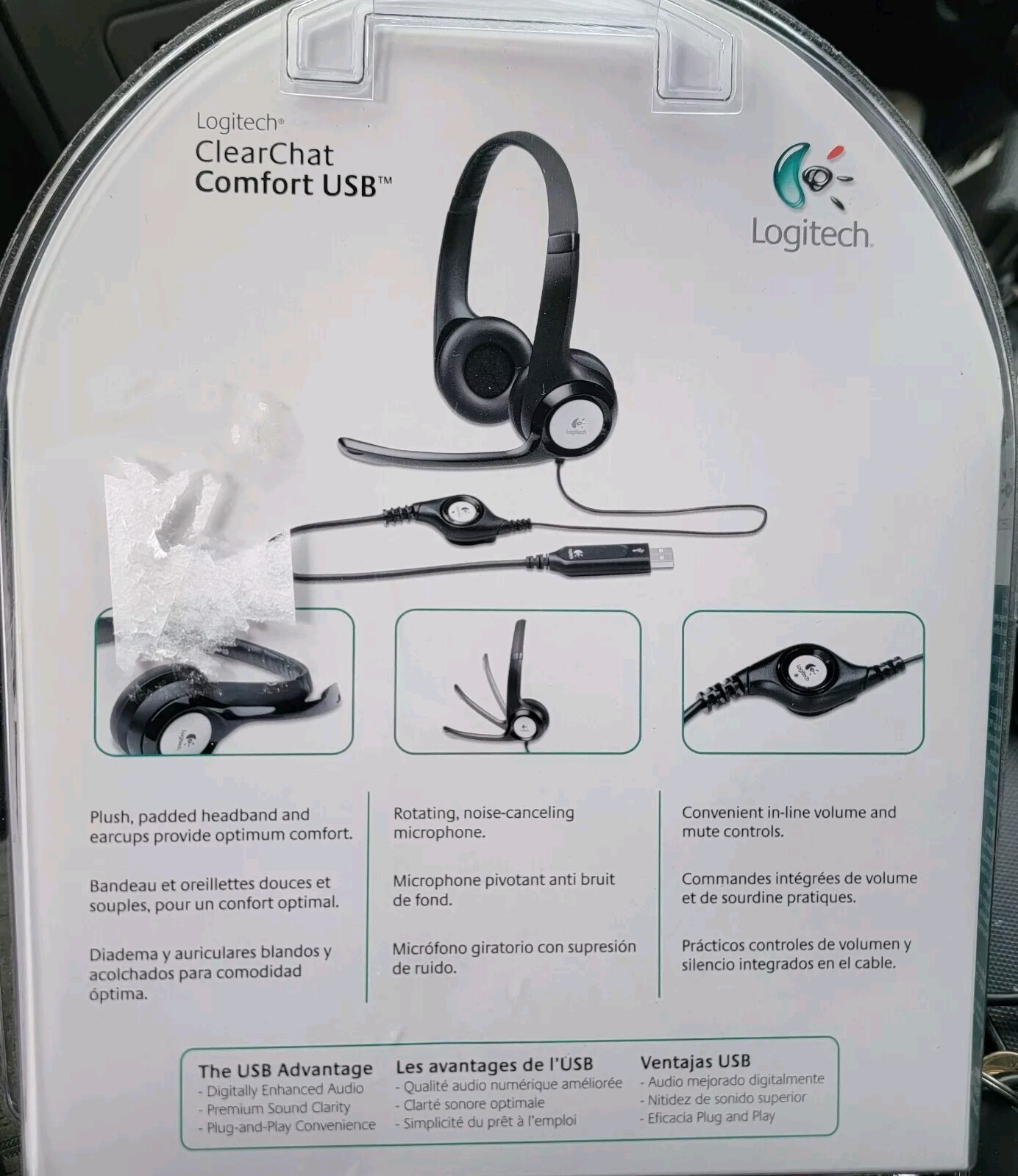 Logitech ClearChat Comfort USB Headset oise Canceling Microphone 981-0000310