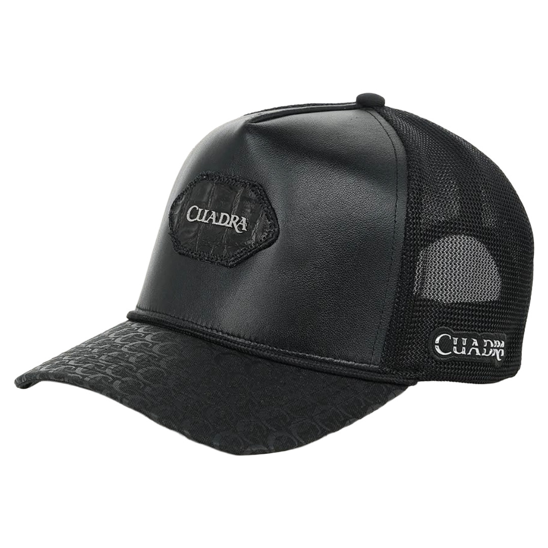 Cuadra Men's Black Alligator Patch Trucker Cap CP004