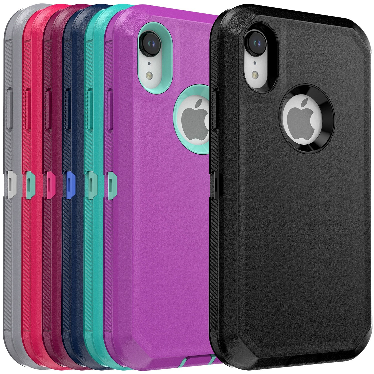 For iPhone XR Case Hybrid Rugged Phone Cover Shockproof Heavy Duty 3in1 Layers