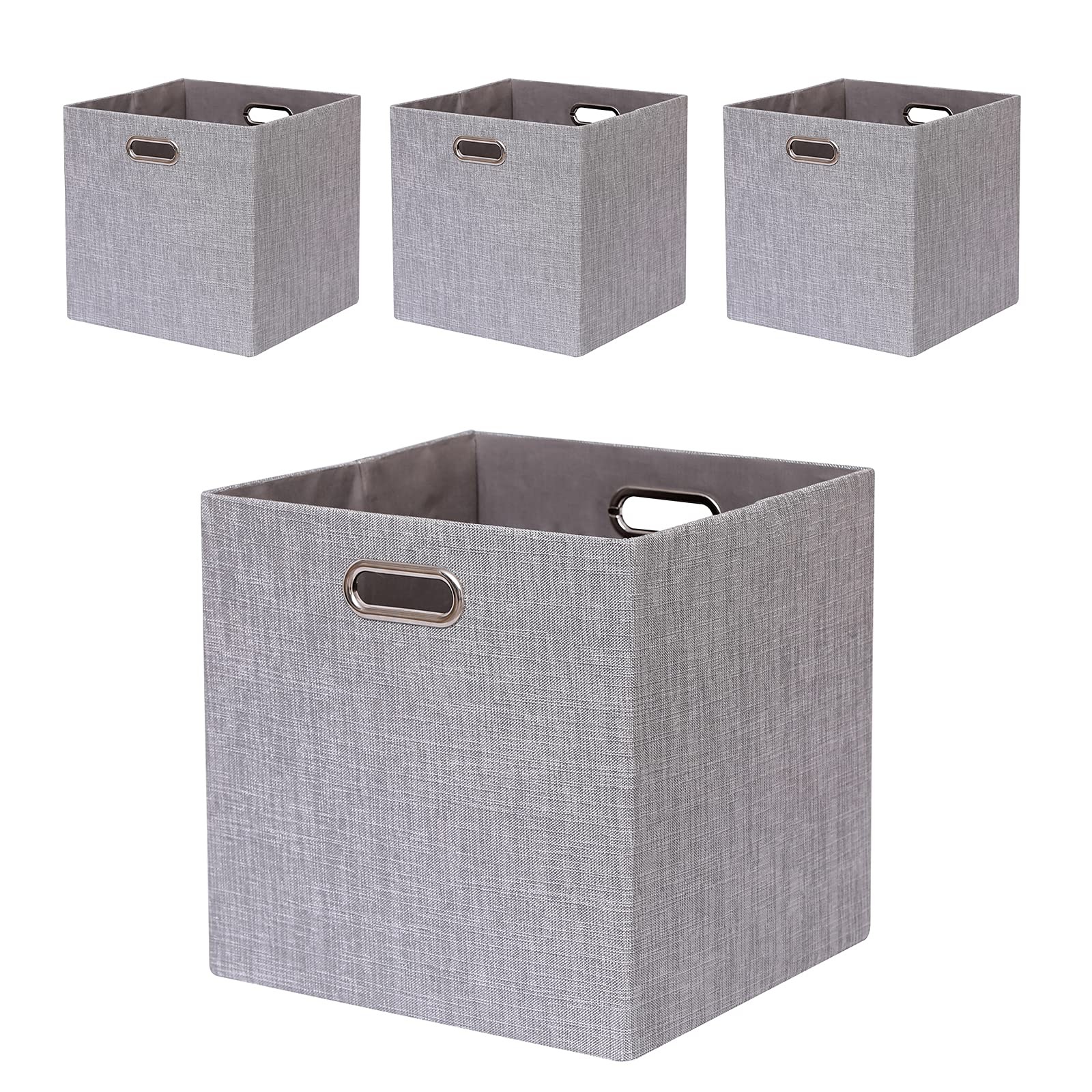Cube Storage Bins 13×13x13 Inch Linen Foldable Box with Handles, Collapsible ...