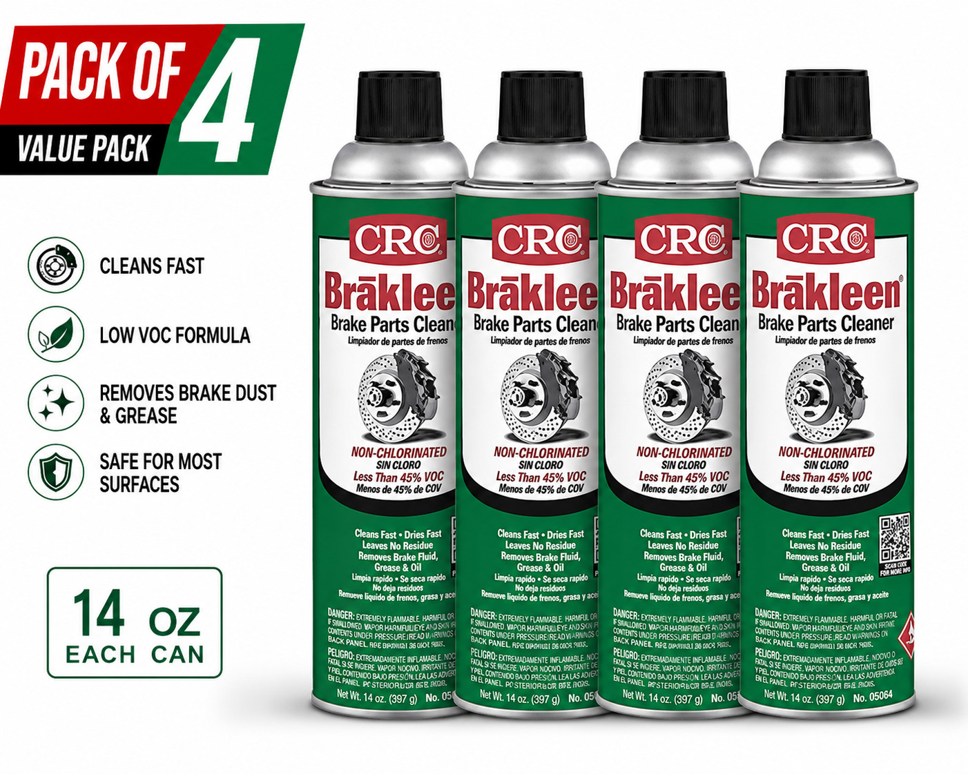 CRC 05084 Brake Clean 14 oz - 4 pack