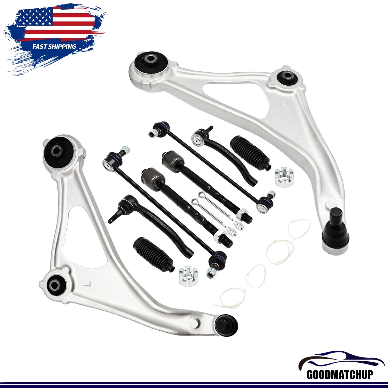 Set of 10Pc Front Lower Control Arm Sway Bar Tie Rod For 2013 2014 Nissan Altima