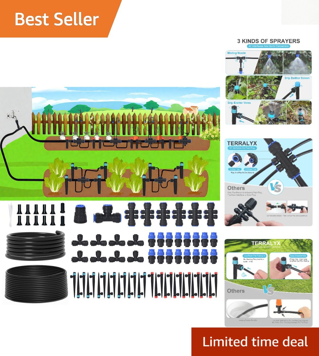 Advanced Drip Irrigation Kit: 230ft with Quick-Connect for Efficient Watering