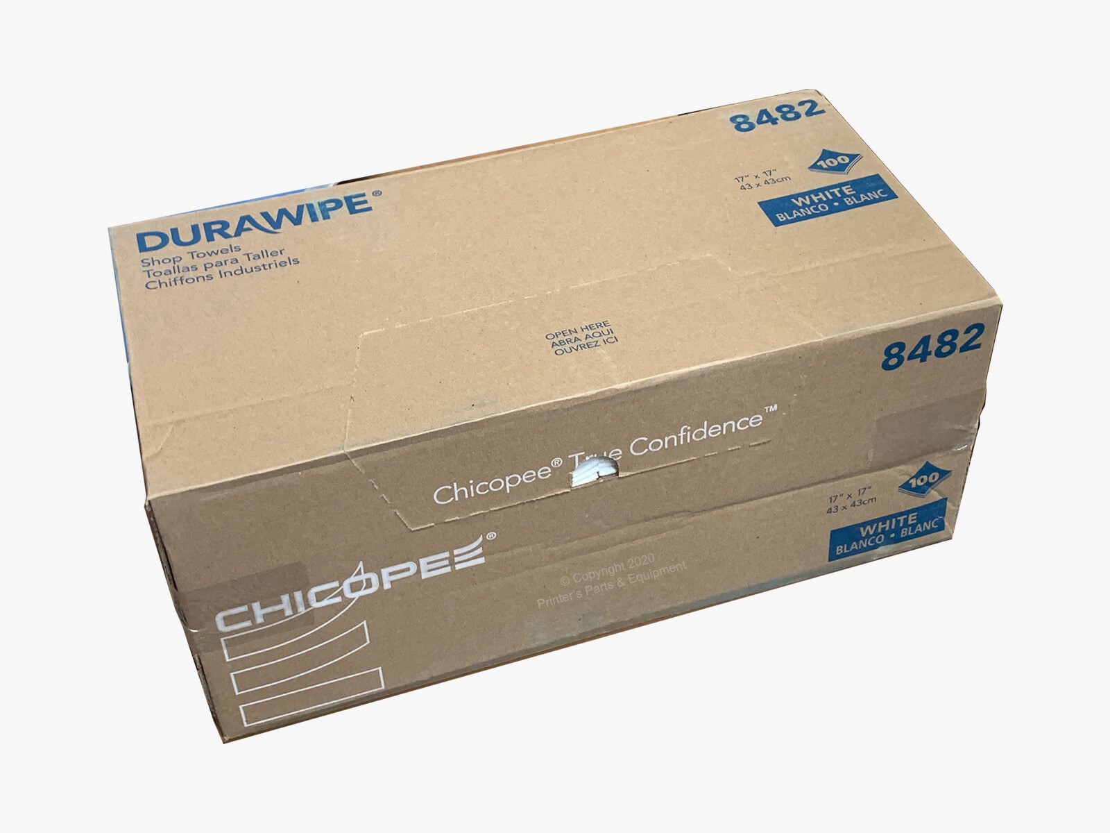 Durawipe Shop Towel White (17" x 17") 100 Wipes per Case (Z-Fold) 8482
