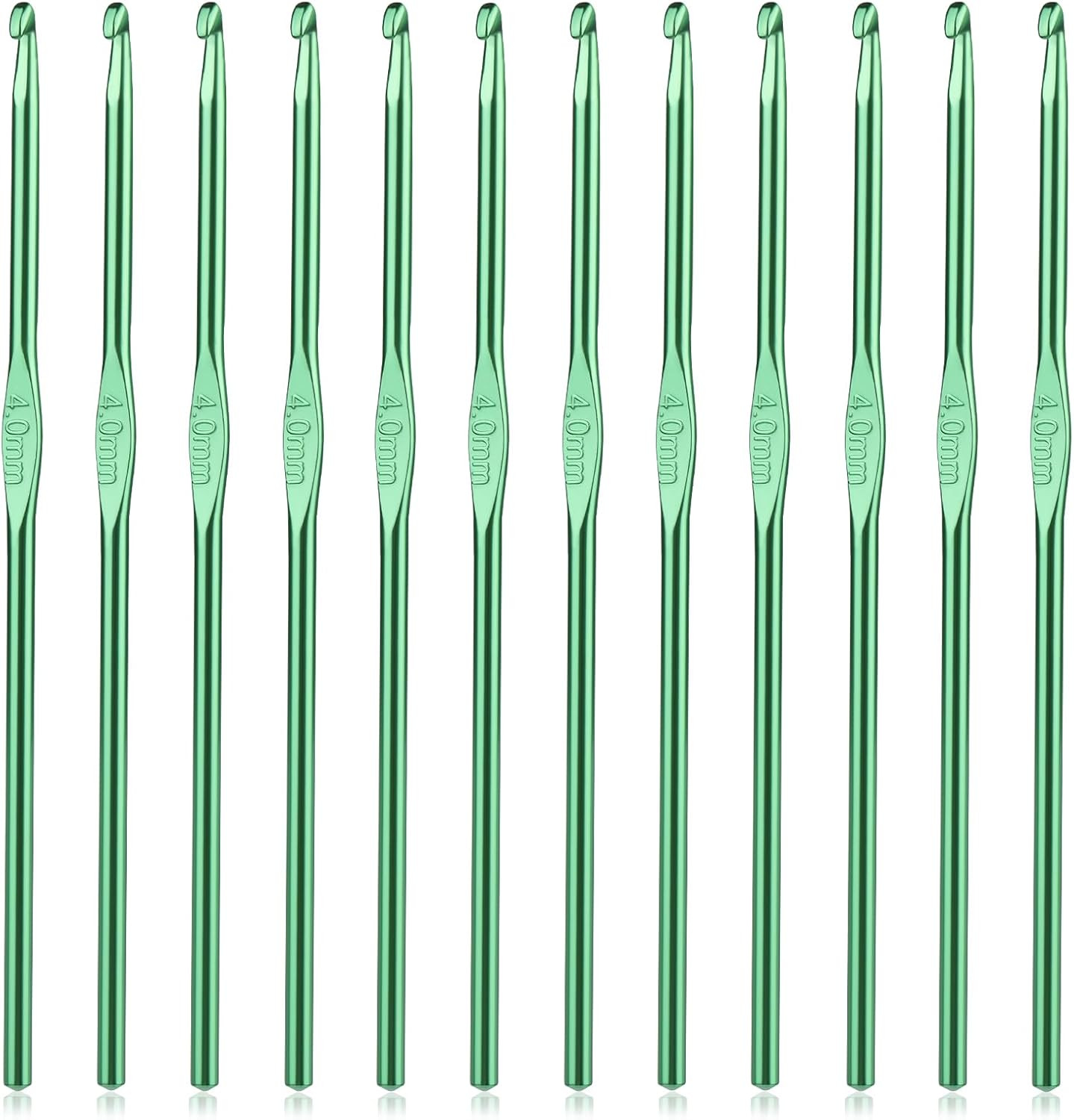 12Pcs Aluminum Crochet Hooks, 4Mm Crochet Hook, Ergonomic Handle Crochet Needle,