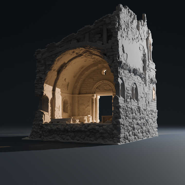 Romanesque Temple Side Chapel 1 | Wargame Terrain | 1 Multi-Piece | FDM printed
