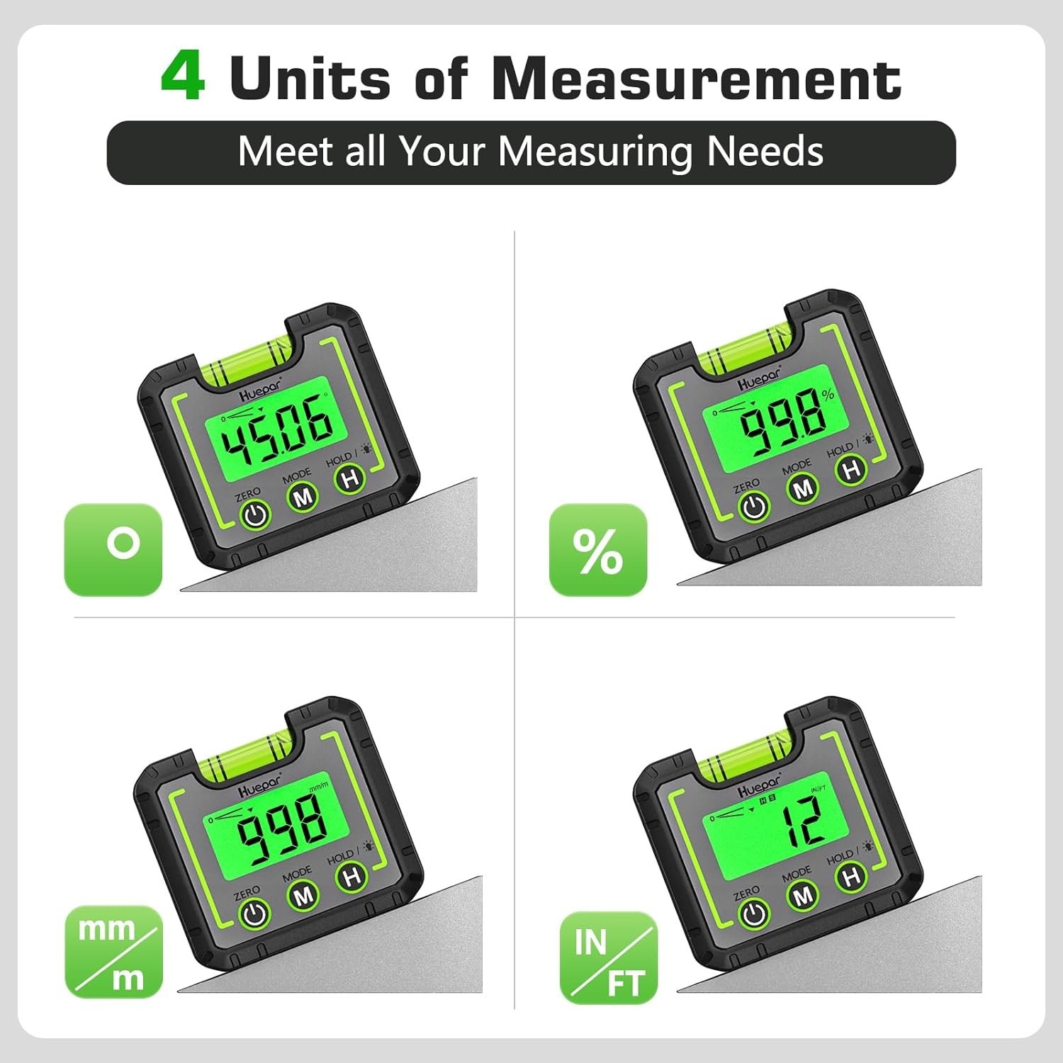 Compact Inclinometer with Backlit Display & Hold Function for Easy Measurements