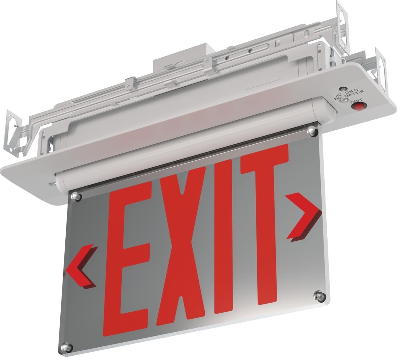 Edge-lit LED Exit Sign with Red Letters Universal Mount Emergency Battery Backup