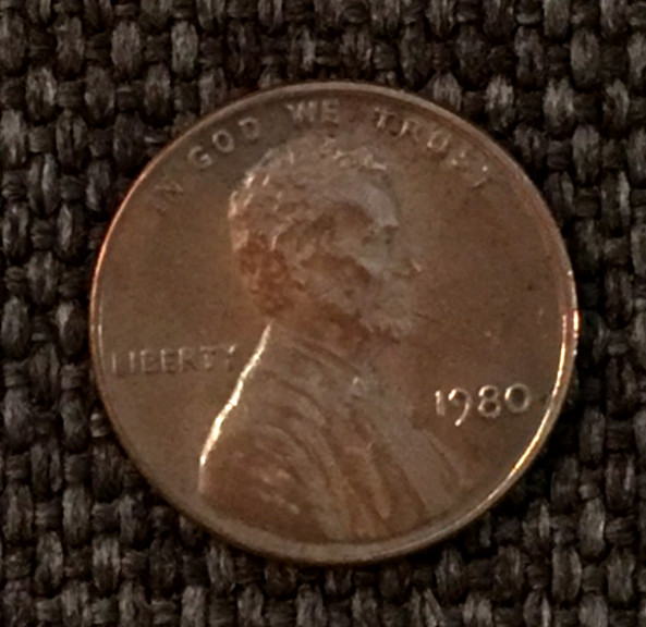 1980 P Lincoln penny, actual coin in picture, free shipping.