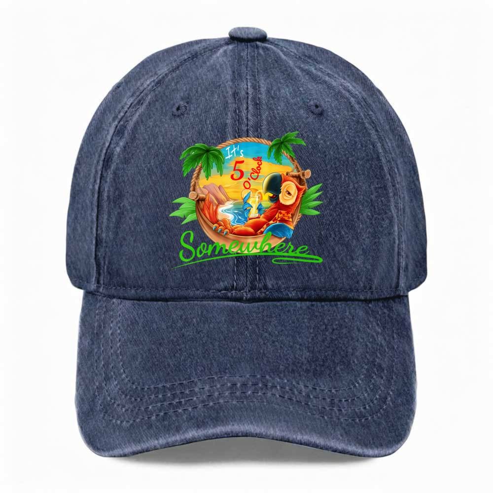 Unisex It's 5 O'Clock Somewhere Dad Hat Beach Vacation Washed Baseball Cap