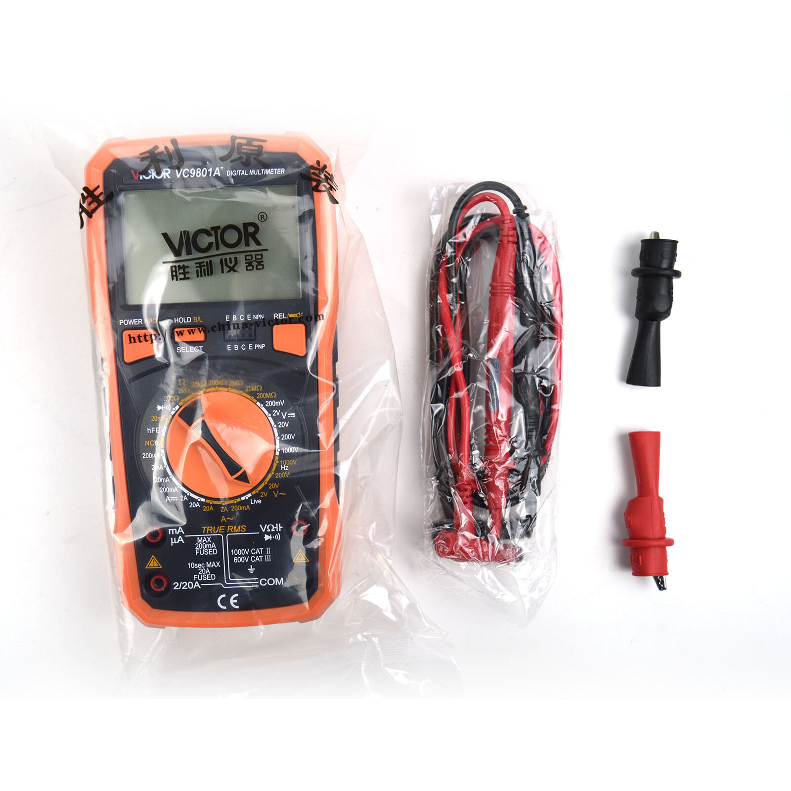 Victor VC9801A+ 3 1/2 Digital Multimeter True RMS Transistor Ammeter Voltmete