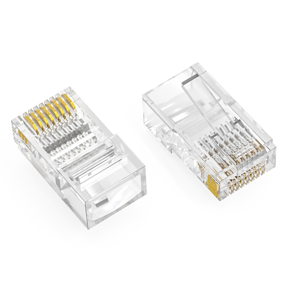 100 Pcs CAT5E RJ45 Network Ethernet UTP Feed Through Plug Cable Connector End